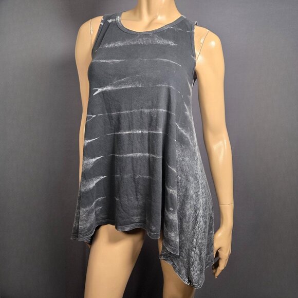Y2K Tank Top Size S Gray Long Asymmetric Indie Sleaze Grunge Fairy Boho Cotton - Picture 1 of 12
